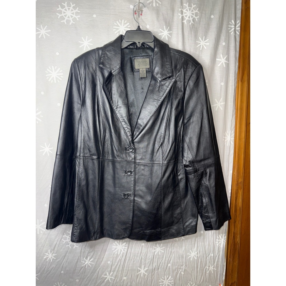 Y2K Uniform Woman John Paul Richard Black Lamb Leather Jacket 18 Plus Size